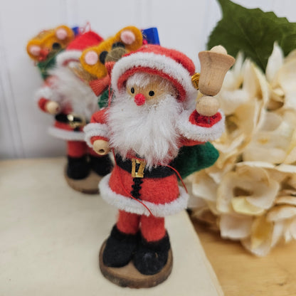 Set of 4 felt Santa ornaments- one missing bear