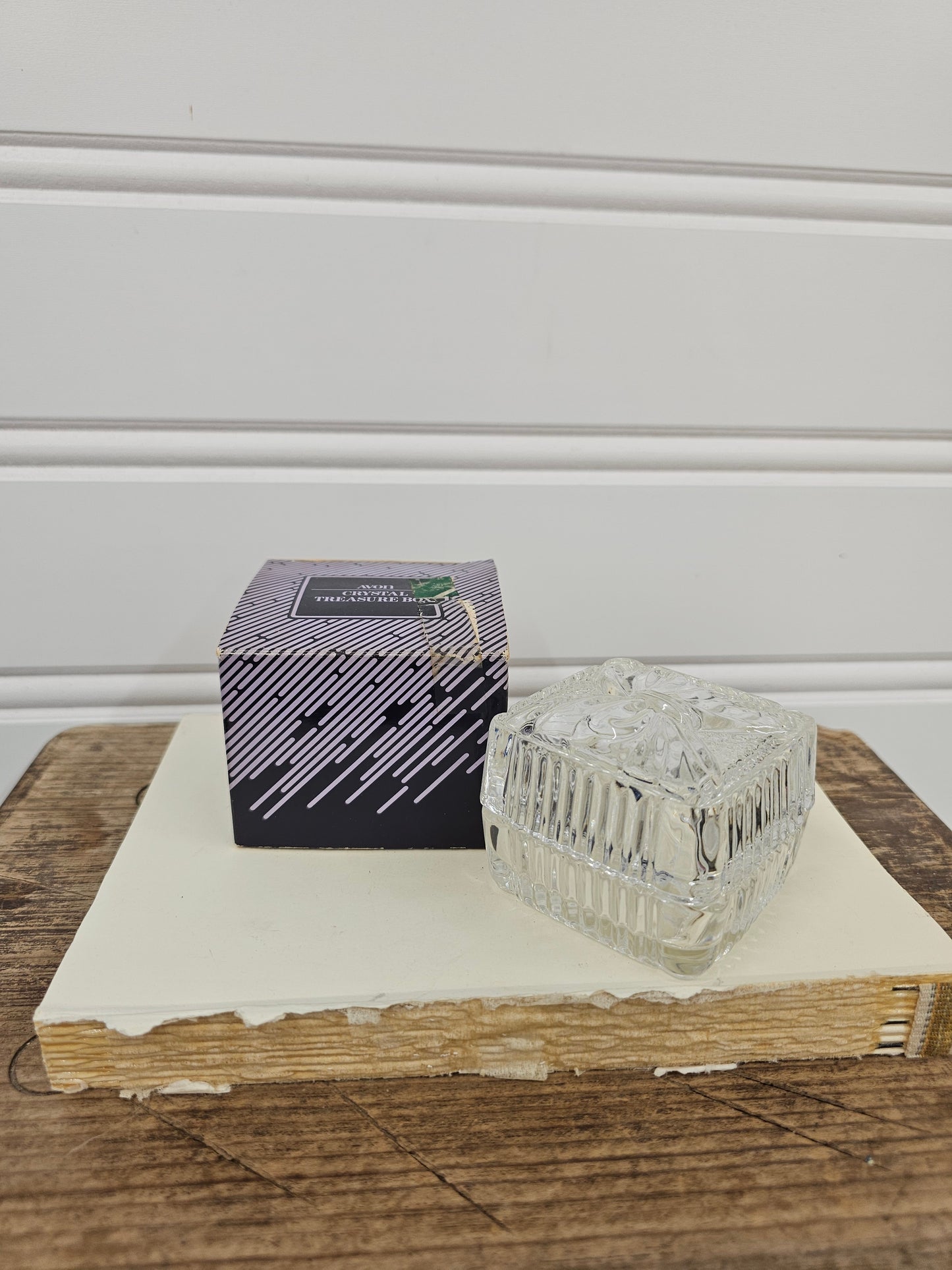 vintage crystal jewelry box with bow