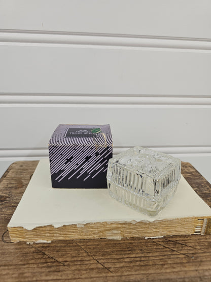 vintage crystal jewelry box with bow