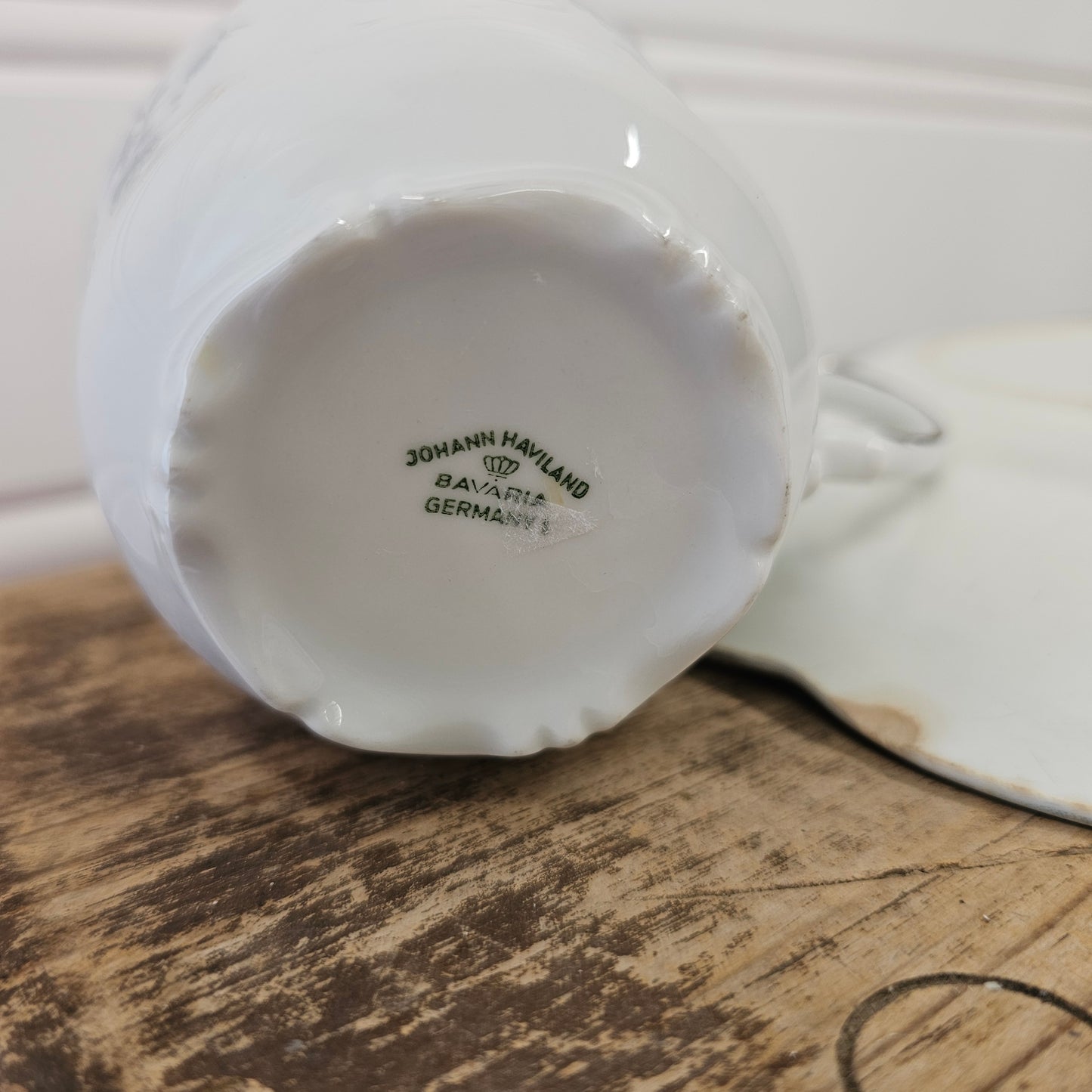 Johnson Bros, England plate (Crazed & stained) & Johann Haviland, Germany cup