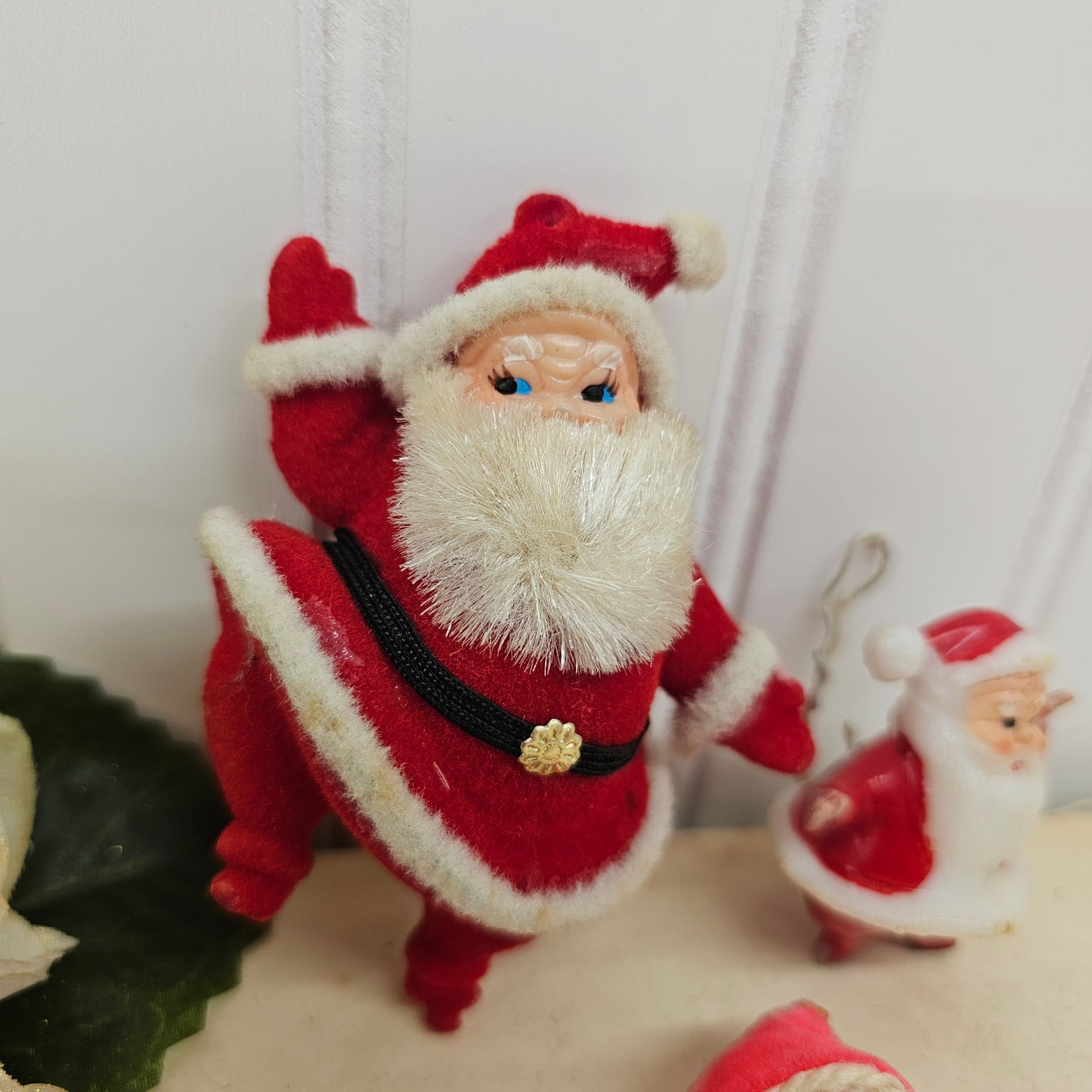 Set of 3 vintage dancing Santa figurines