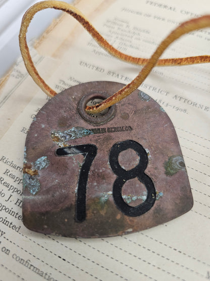 Vintage Copper #78 Tag