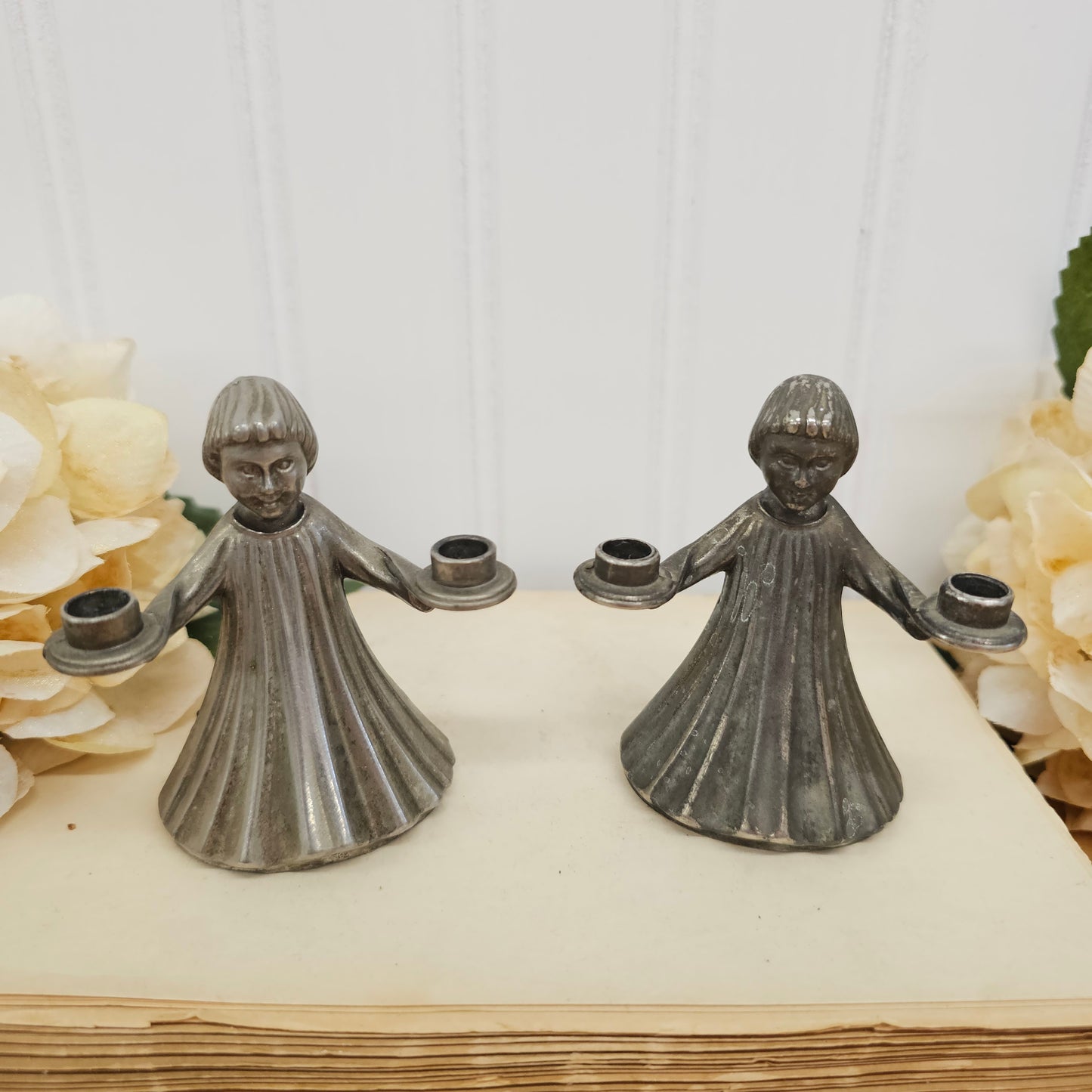 Set of 2 silver candle holders - Italy
