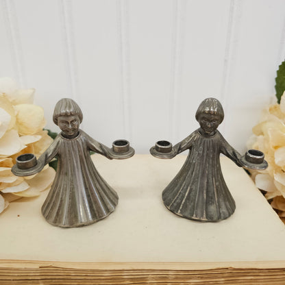 Set of 2 silver candle holders - Italy