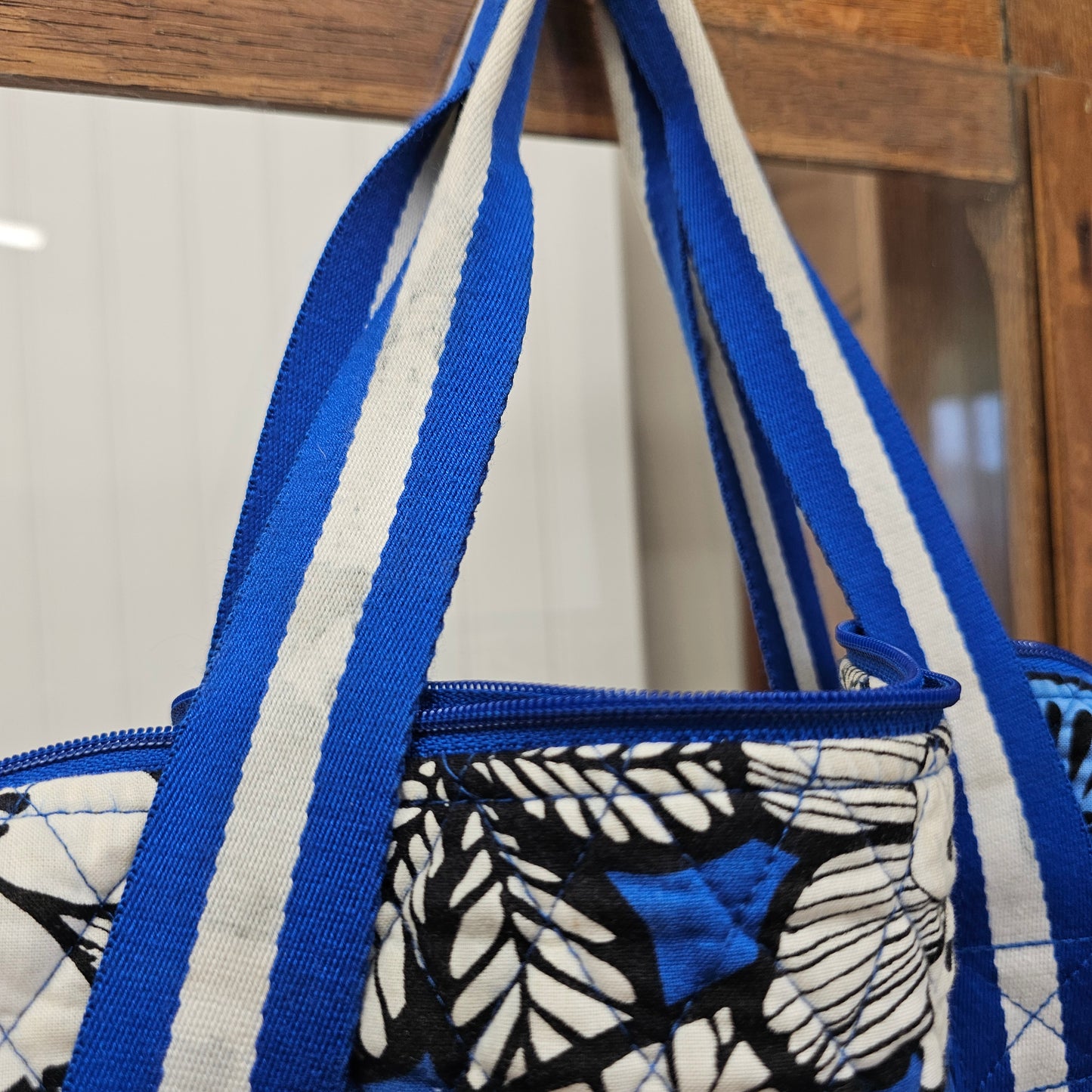 Vera Bradley blue bayou travel duffle bag, approx 19" x 17"