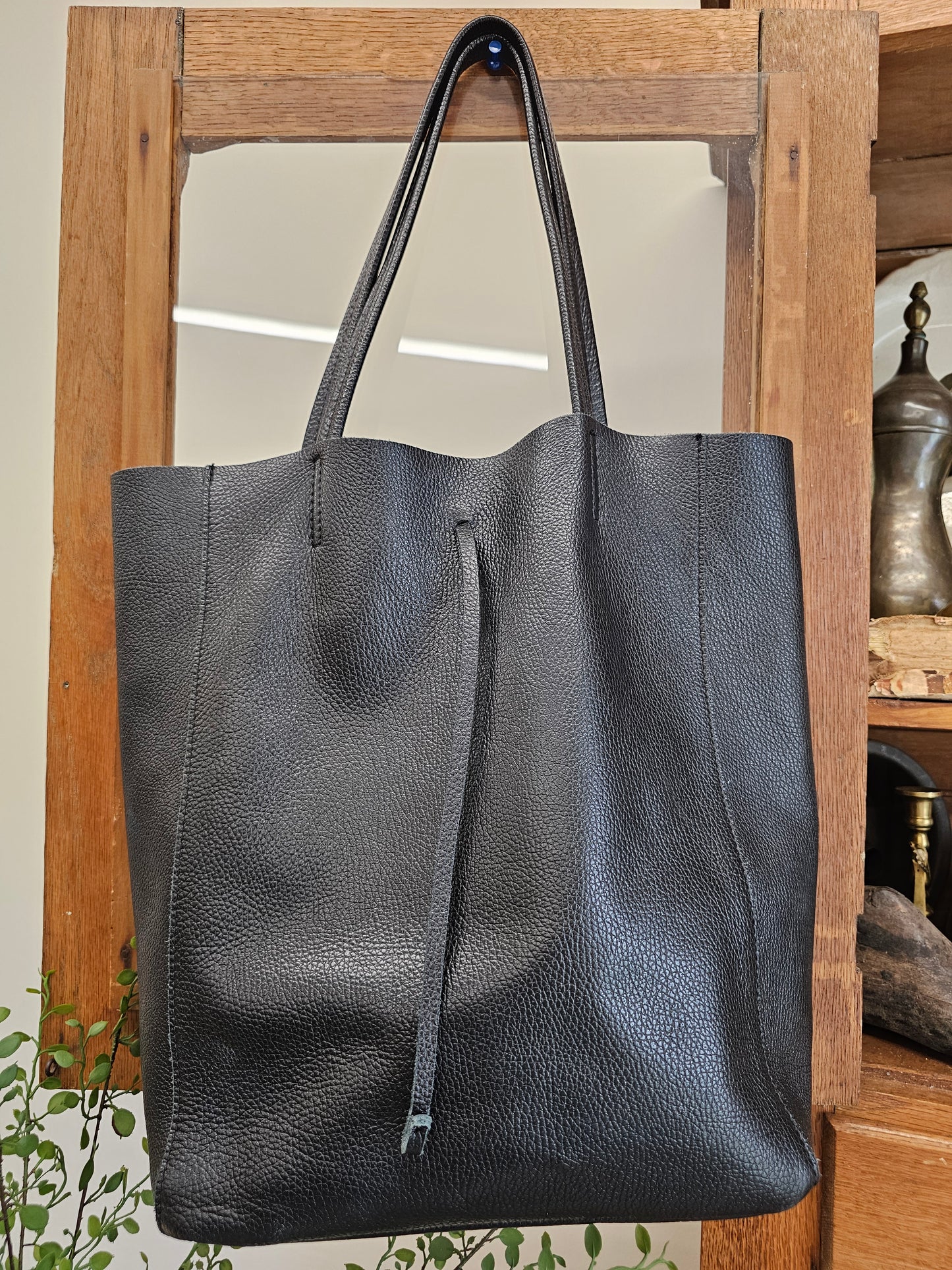 Marlon Genuine Leather Black Purse tote, Made in Italy