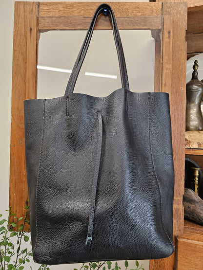 Marlon Genuine Leather Black Purse tote, Made in Italy