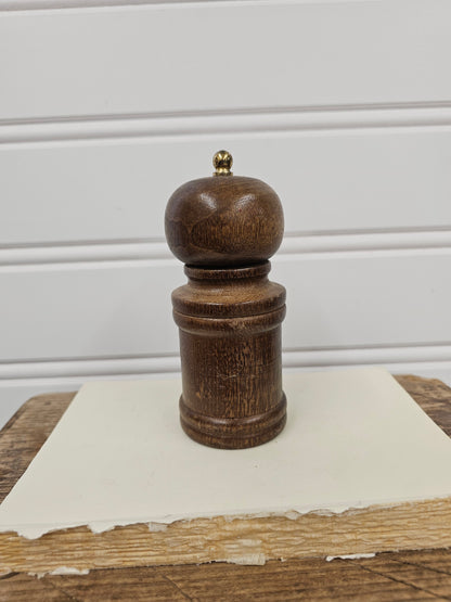vintage wood and brass pepper grinder