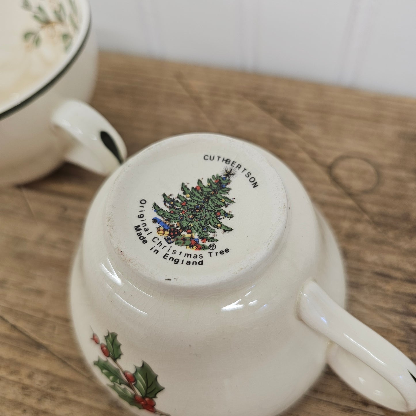 Cuthbertson Christmas tree teacups, england