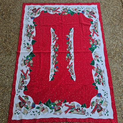 Christmas Bears Jnweave Linen Co. Tablecloth, Brazil, approx 67" x 48"