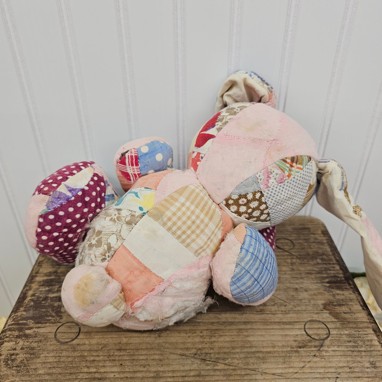 Quilted rabbit, missing a leg, as is