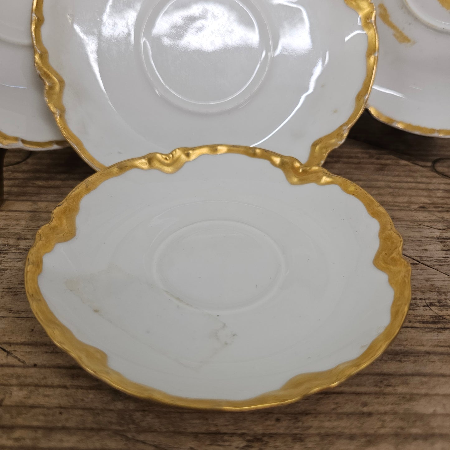 Haviland France, set of 4 saucer plates - white and gold
