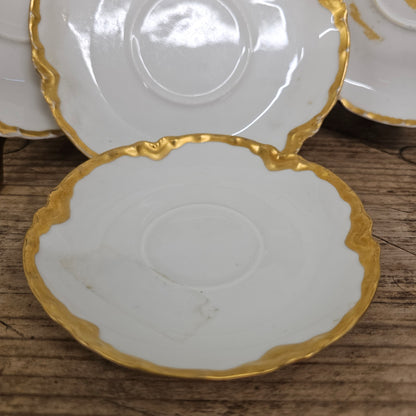 Haviland France, set of 4 saucer plates - white and gold