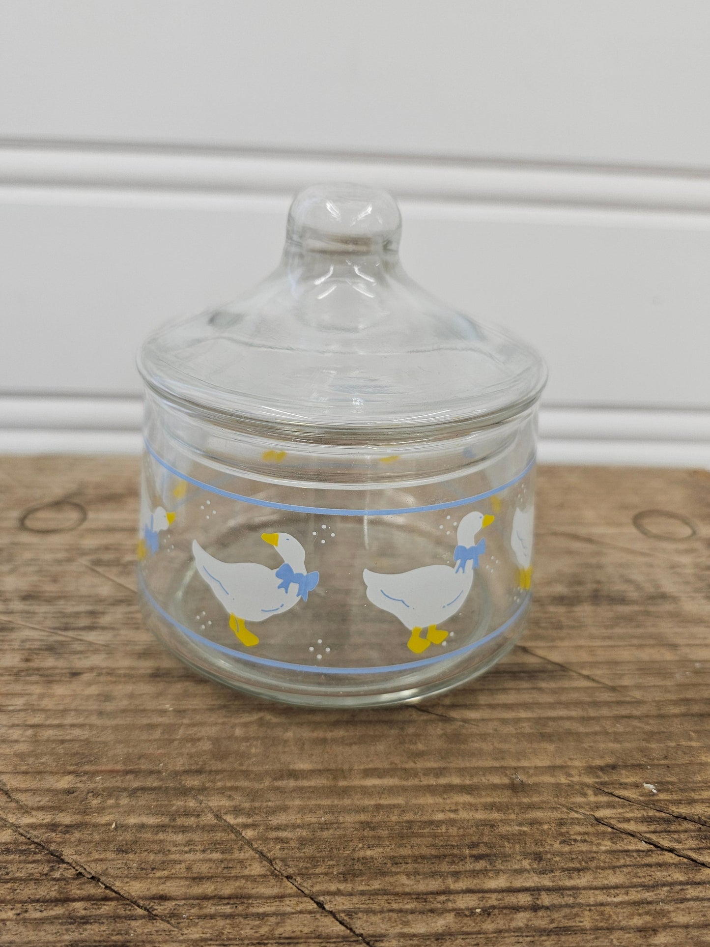 Glass jar with geese