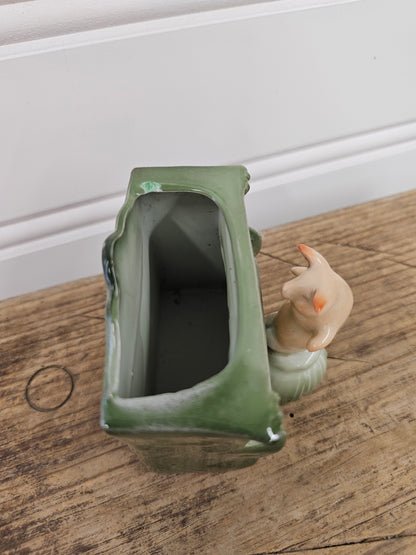 Antique German Porcelain Pig Playing the Piano Figurine