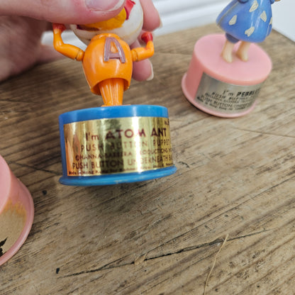 3 Push Button Puppets, Pebbles, Bam Bam, Atom Ant - Hong Kong