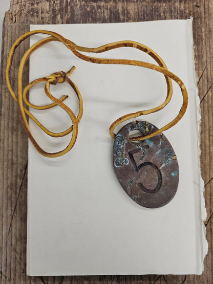 vintage copper #5 tag