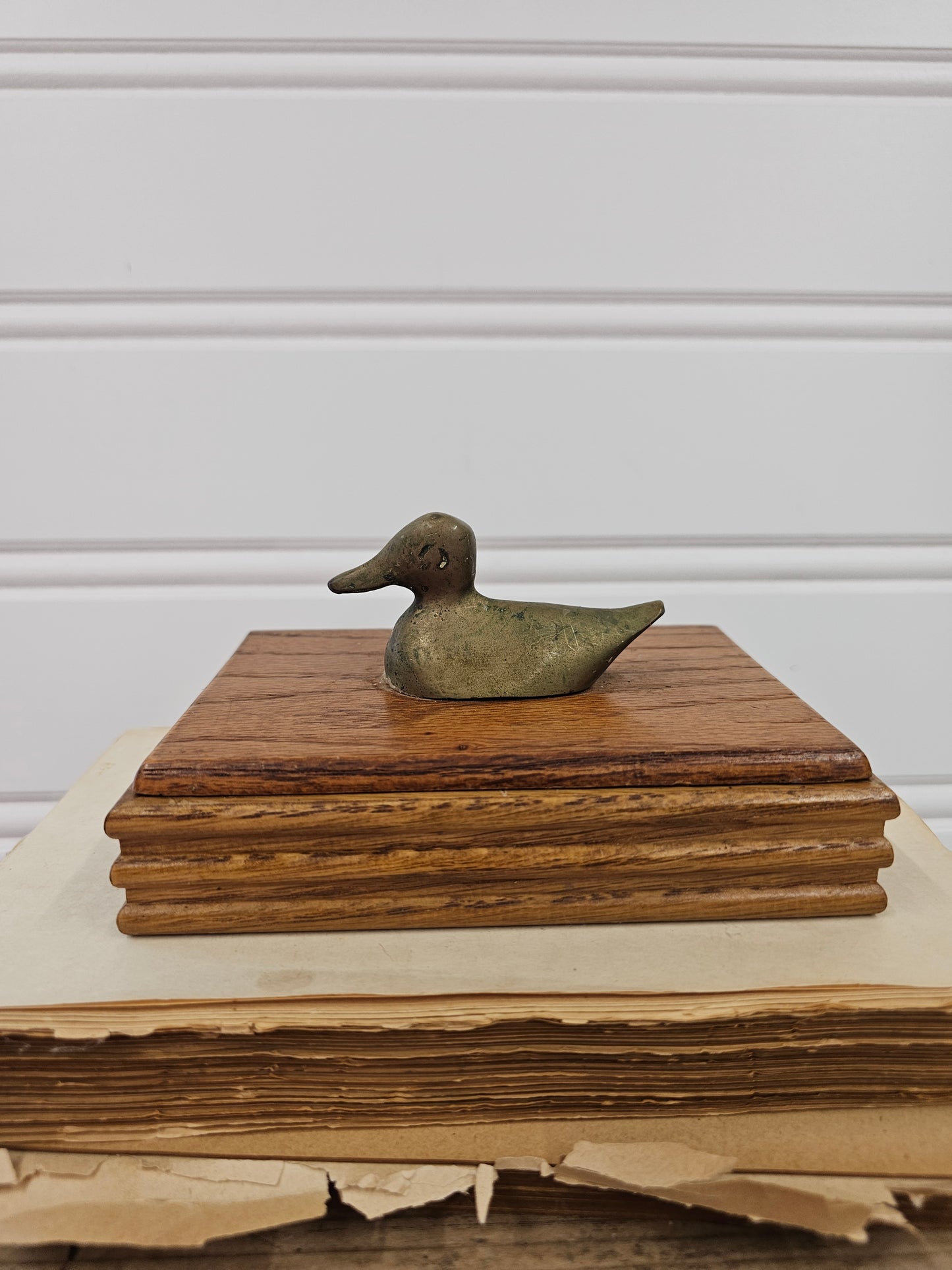 Brass Duck Wooden Playing Card Holder - Made in Taiwan