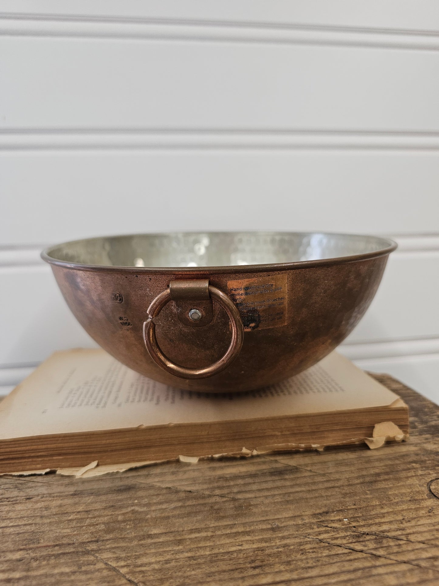Hammered Copper Mixing Bowl, Stamped W.S. 1956
