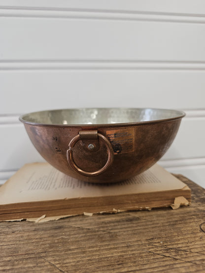 Hammered Copper Mixing Bowl, Stamped W.S. 1956