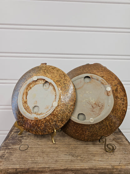 Set of 2 stoneware Christmas Snowman Plates