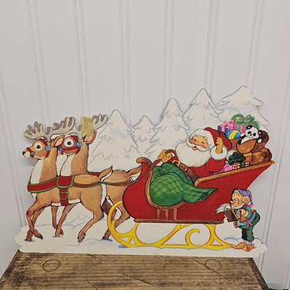 Vintage Christmas tree & Santa in sleigh die cuts