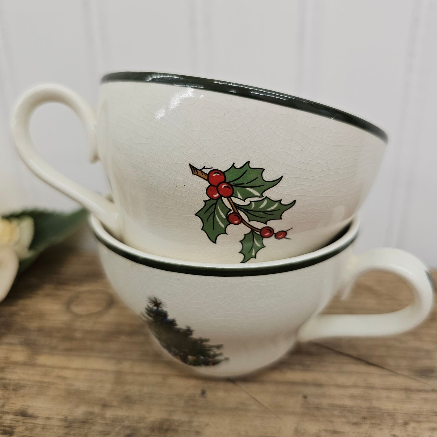 Cuthbertson Christmas tree teacups, england