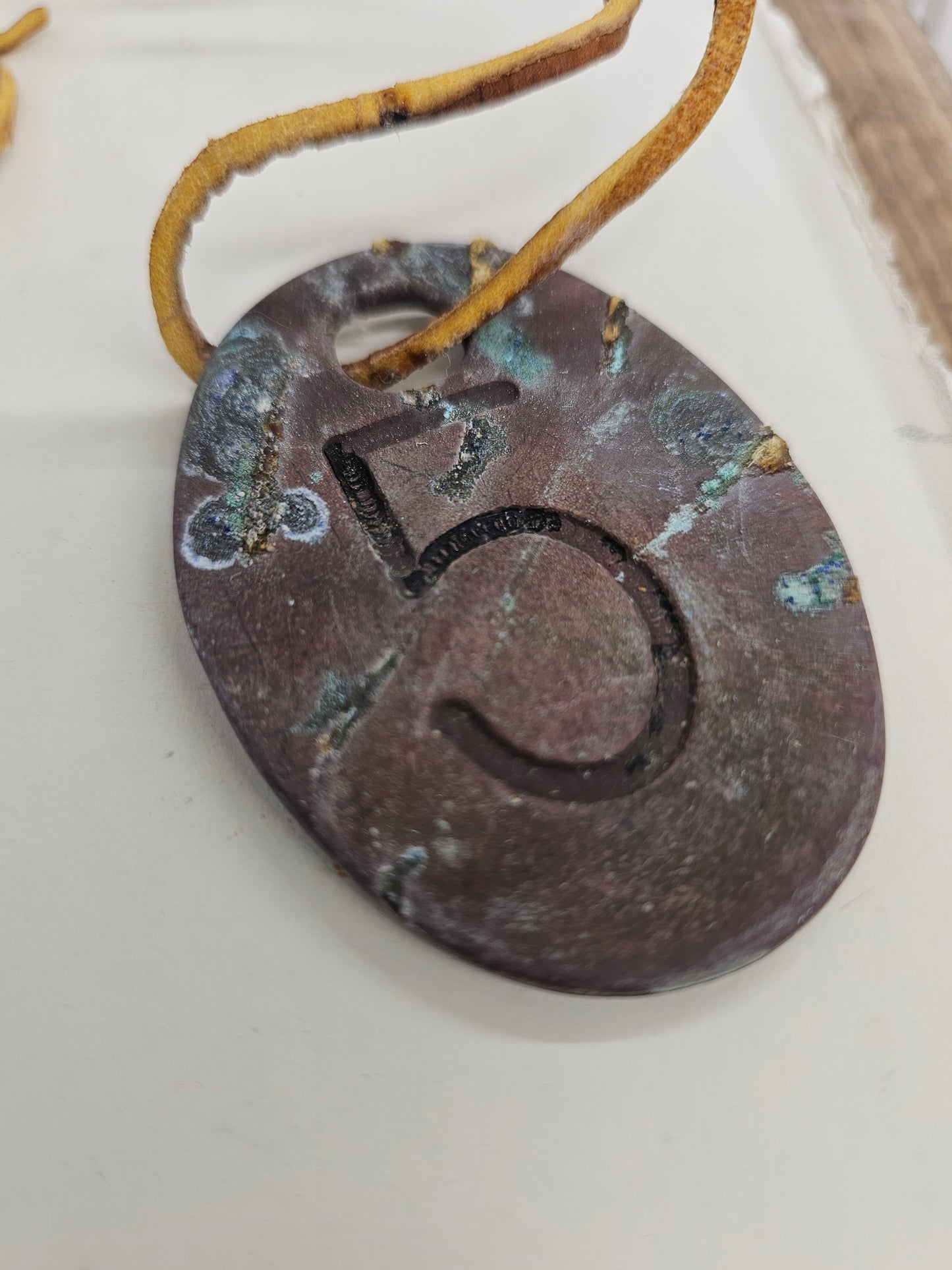 vintage copper #5 tag