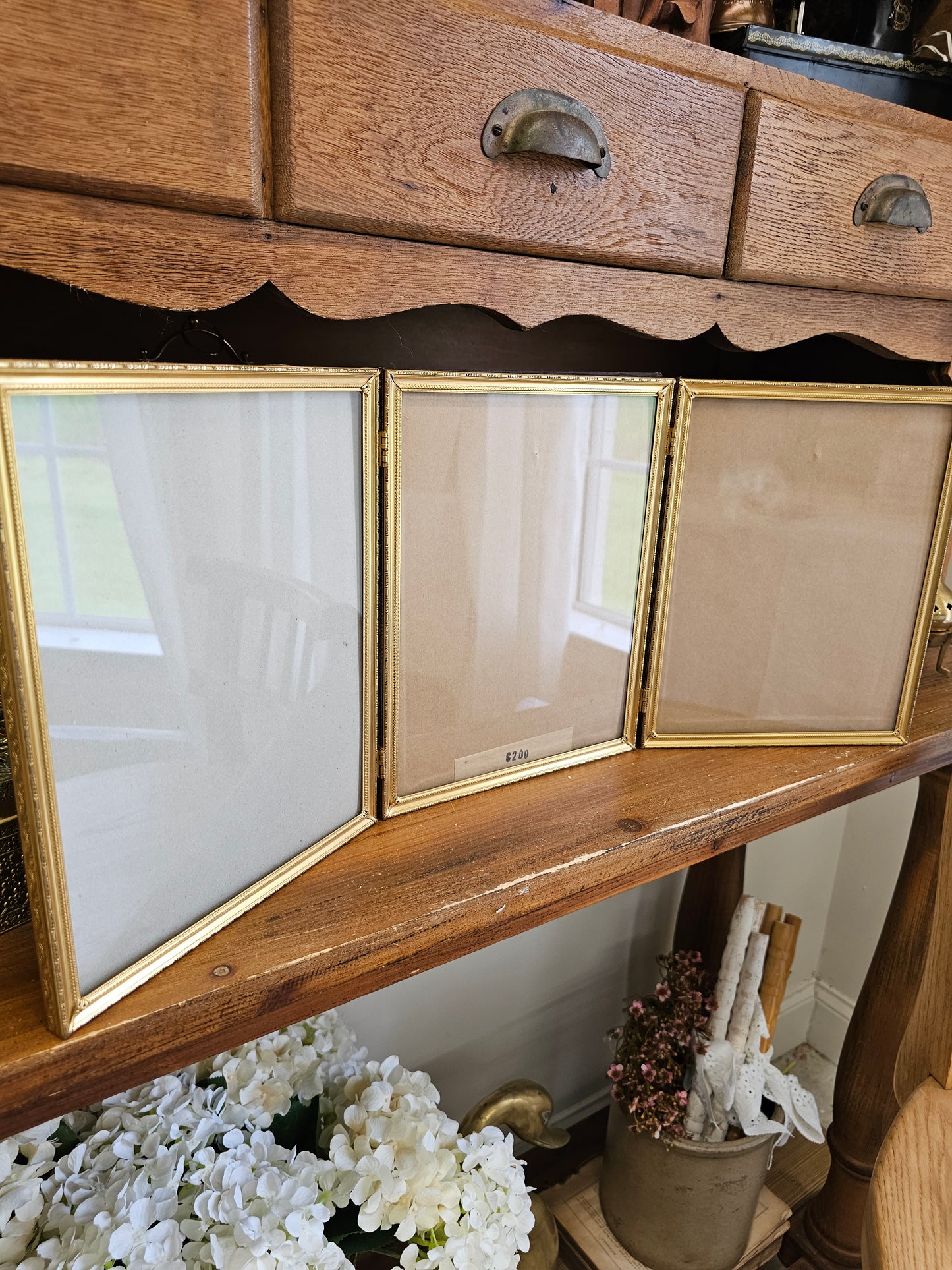 Brass Trifold Frame, Fits 8" x 10" Photos