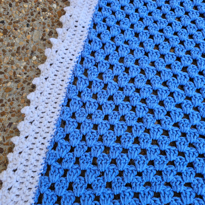 Blue and white Afghan, approx 53" x 56"