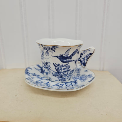 Blue and white teacup & saucer - Grace Teaware, fine porcelain