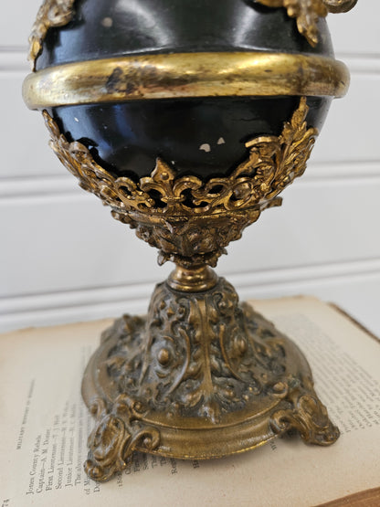 vintage black and brass Ewer