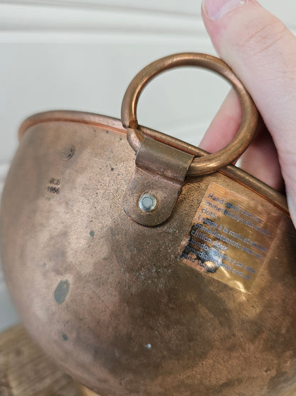 Hammered Copper Mixing Bowl, Stamped W.S. 1956