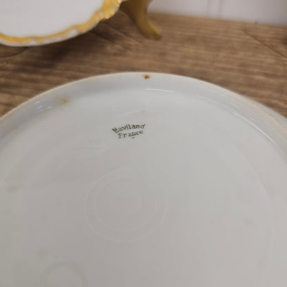 Haviland France, set of 4 saucer plates - white and gold