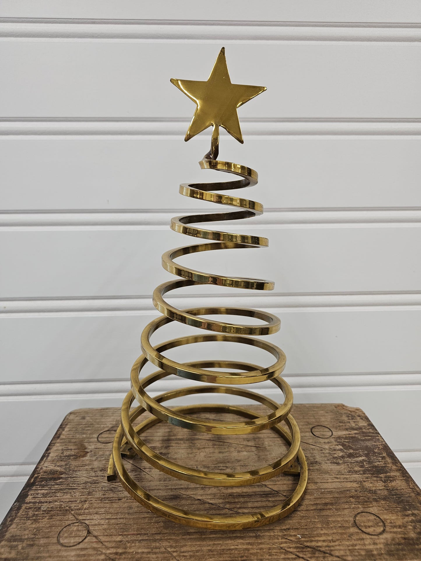 Vintage Brass Spiral Christmas tree 13 inched tall