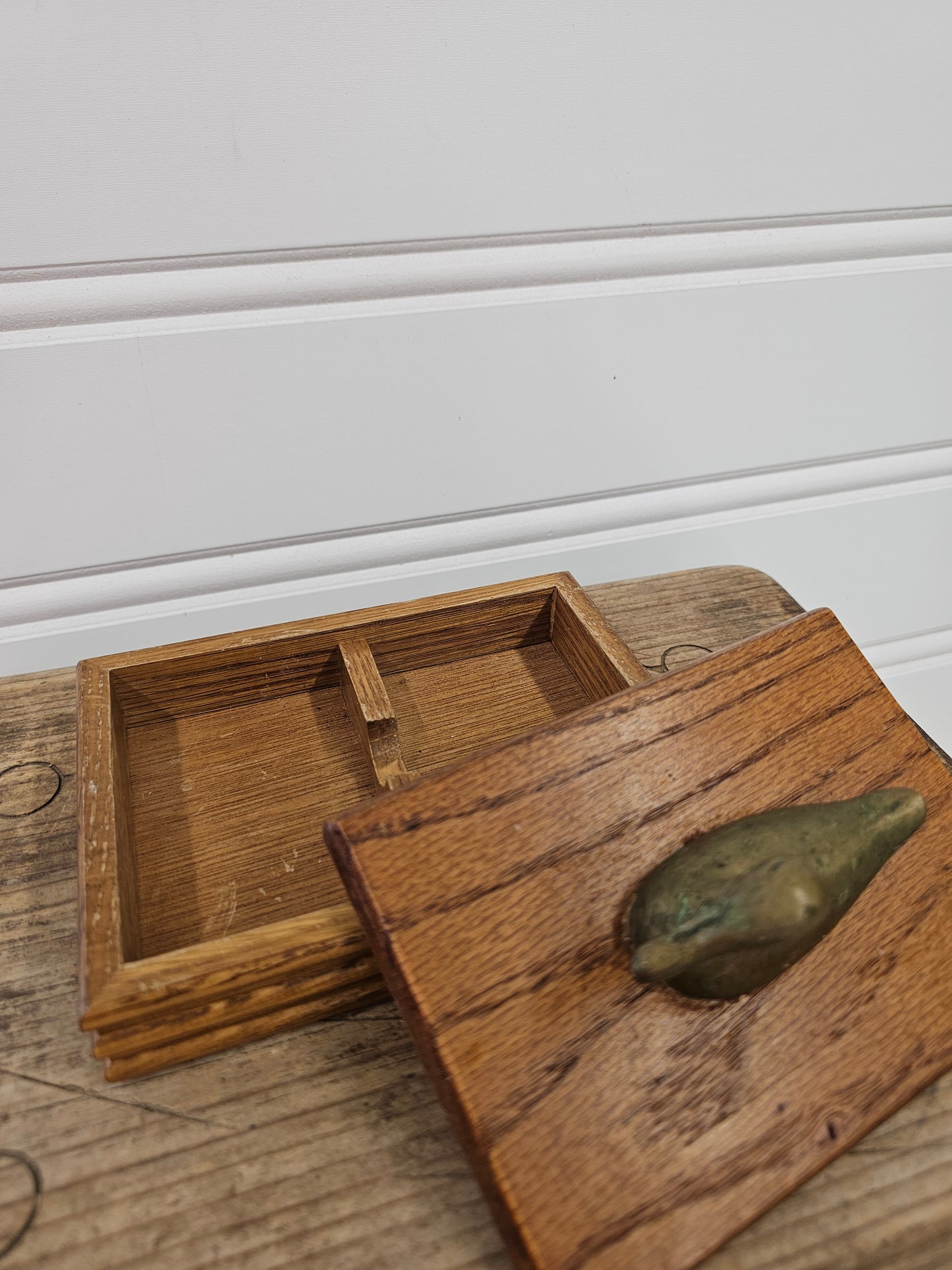 Brass Duck Wooden Playing Card Holder - Made in Taiwan