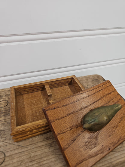 Brass Duck Wooden Playing Card Holder - Made in Taiwan