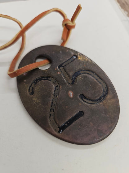 vintage copper #55 tag