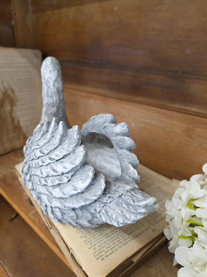 11" swan faux concrete polyresin home decor planter
