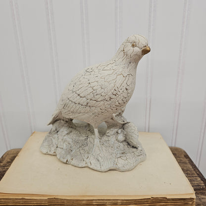 gold and white Crackle ceramic quail