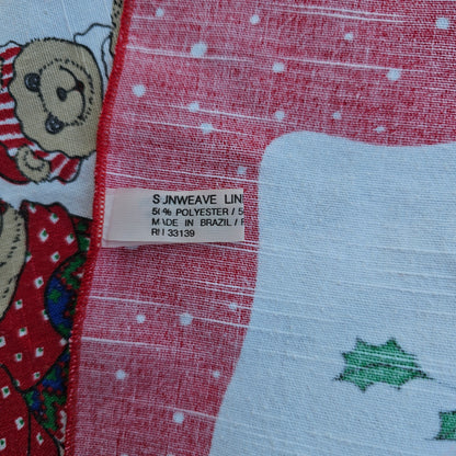 Christmas Bears Jnweave Linen Co. Tablecloth, Brazil, approx 67" x 48"
