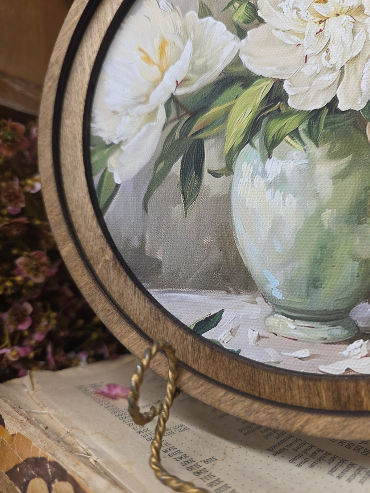 8" Round Muted Peony Art
