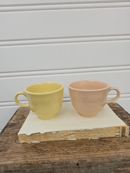 set of 2 yellow and pink vintage cups