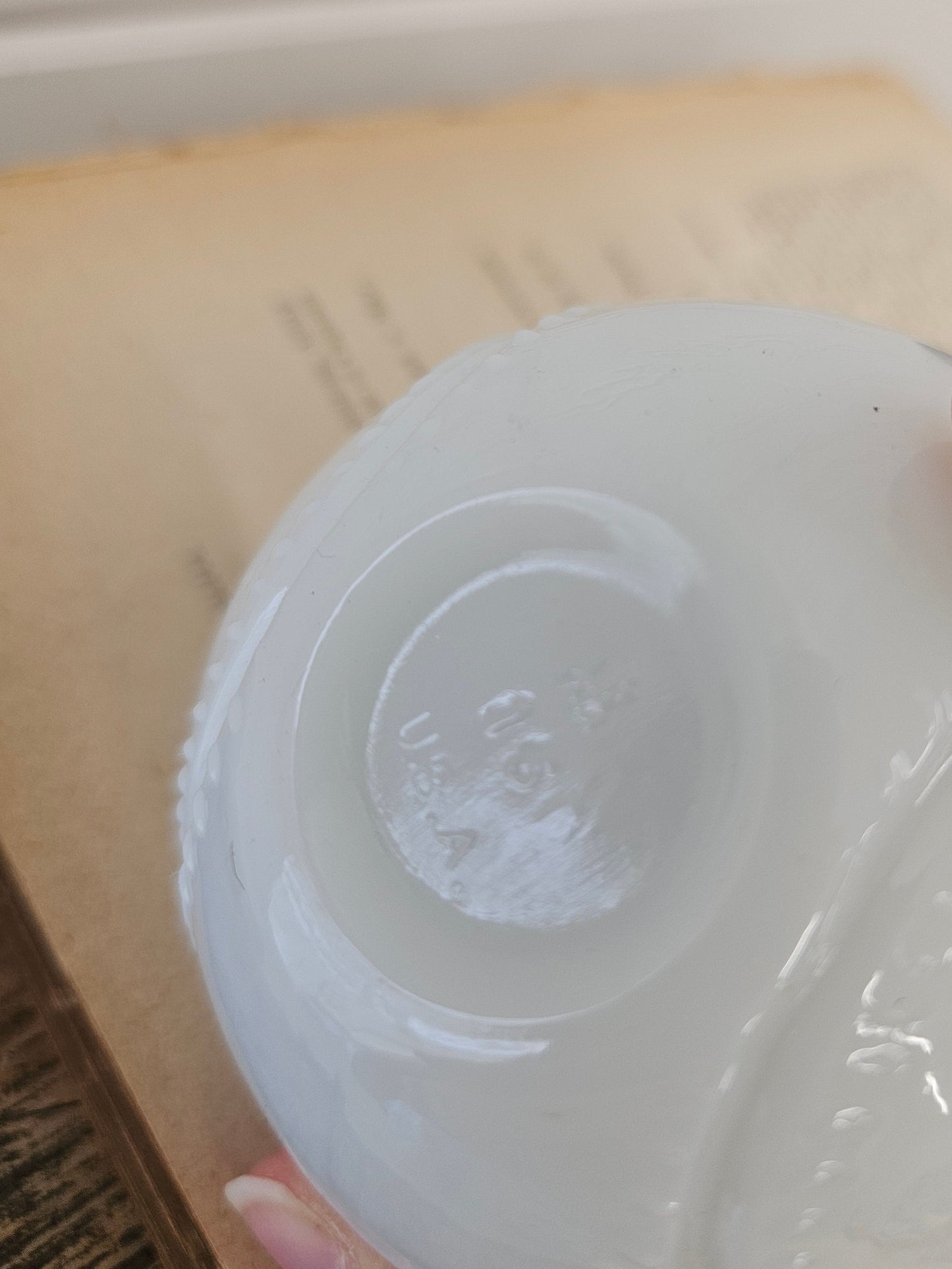 Anchor Hocking Milk Glass Baseball, Chipped on Edge