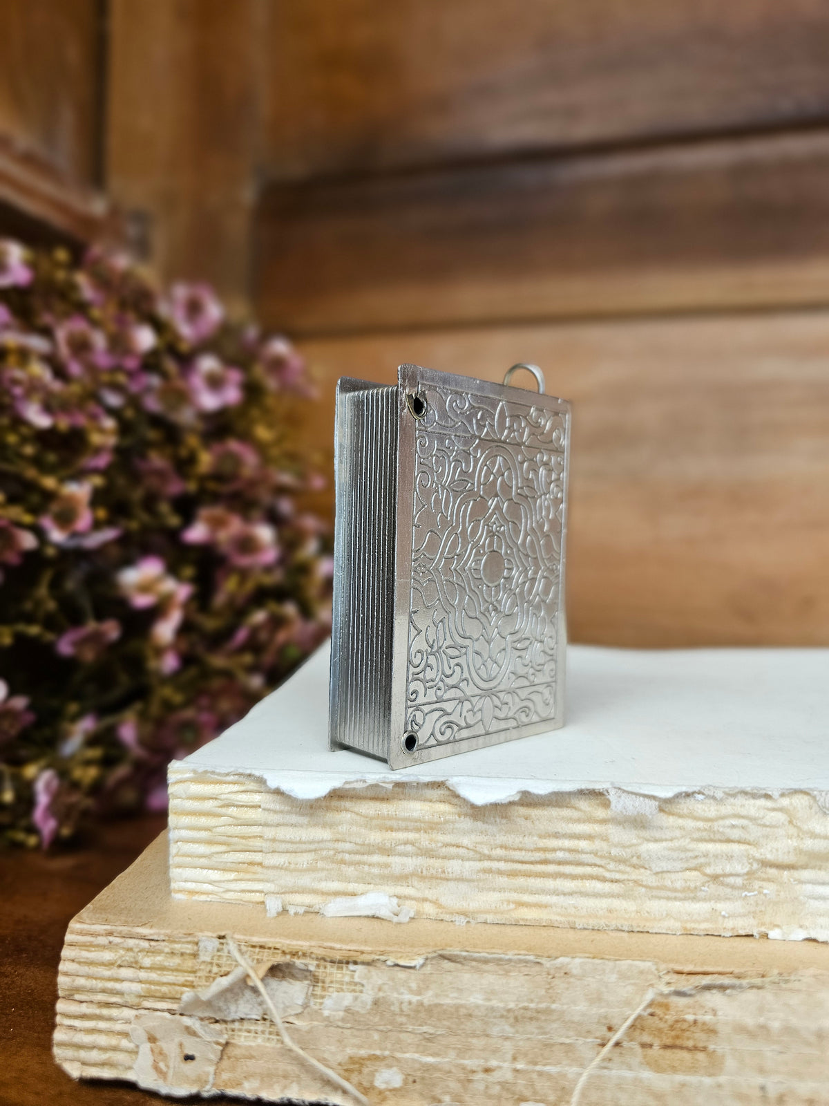 silver engraved book Library Measuring Tape