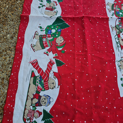 Christmas Bears Jnweave Linen Co. Tablecloth, Brazil, approx 67" x 48"