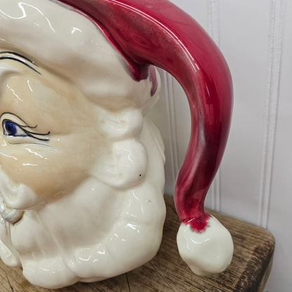 1969 large winking santa pitcher - handpainted glaze