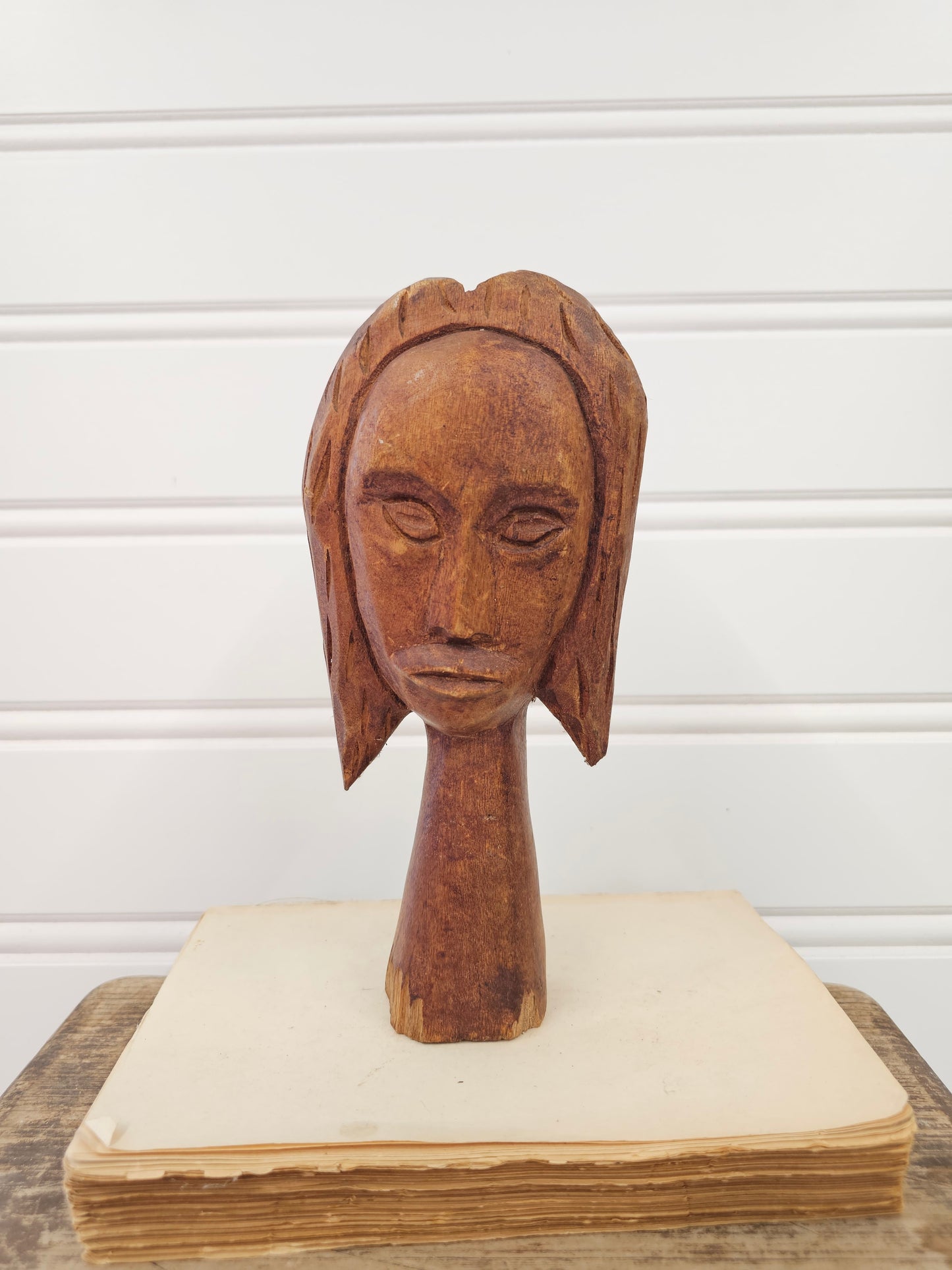 Carved Bust Wooden Sculpture - Made in Haiti
