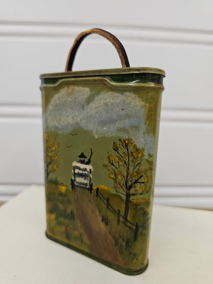 hand painted Tabacco tin