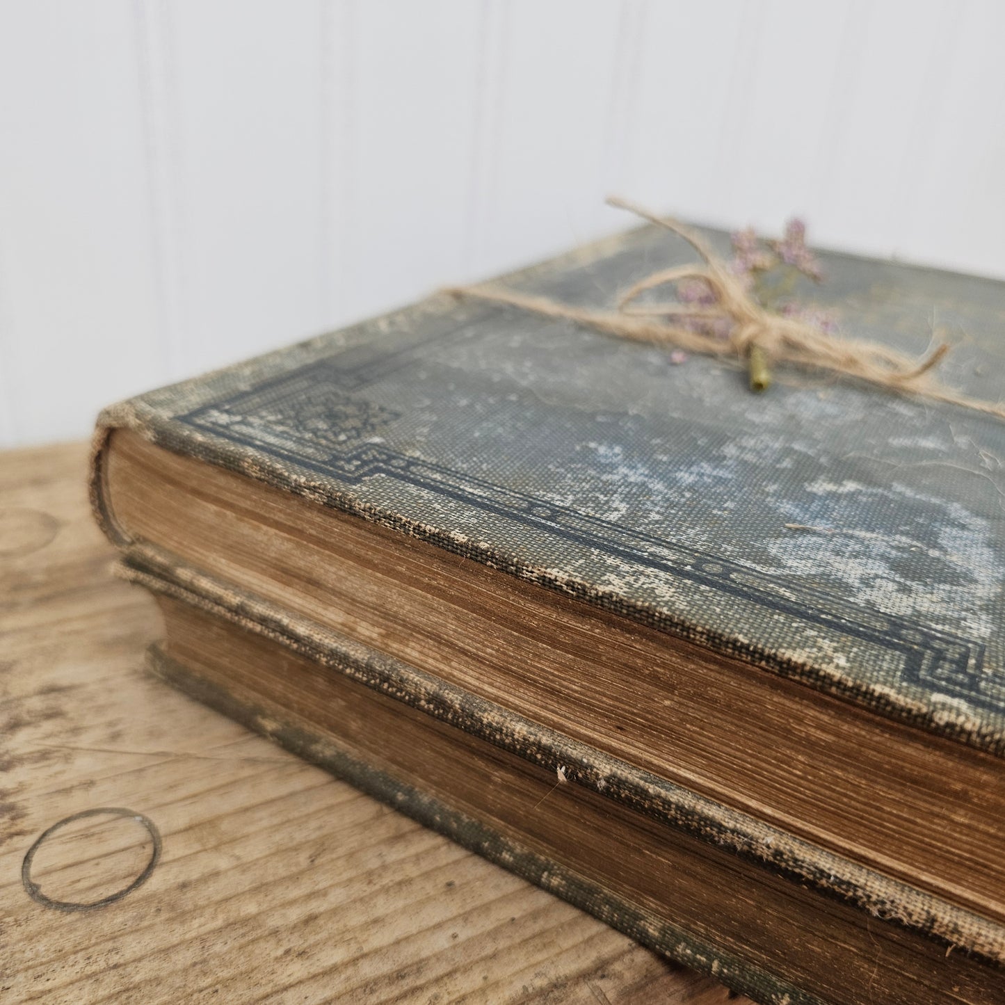 Book stack with twine